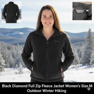 Black Diamond‎ Malden Mills Polar Fleece Jacket Black Womens Medium USA Vintage